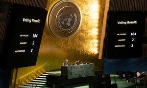 UN General Assembly votes on the necessity of ending the economic, commercial and financial embargo imposed by the United States against Cuba.