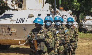 UN peacekeepers patrol Bakouma in the Central African Republic.
