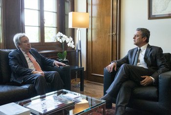 Roberto Azevêdo em encontro com o secretário-geral da ONU, António Guterres.