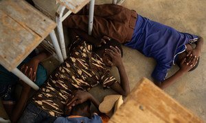 Children take part in an emergency attack simulation, at a primary school in Dori, Burkina Faso in 26 June 2019. 