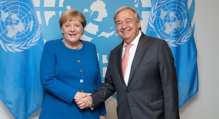 联合国秘书长古特雷斯会见德国总理默克尔。