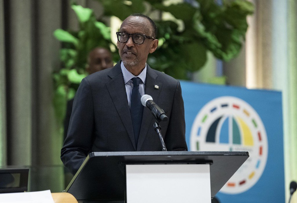 Rais Paul Kagame kutoka Rwanda akihutubia Baraza Kuu la Umoja wa Mataifa wakati wa kongamano kuhusu afya kwa wote.
