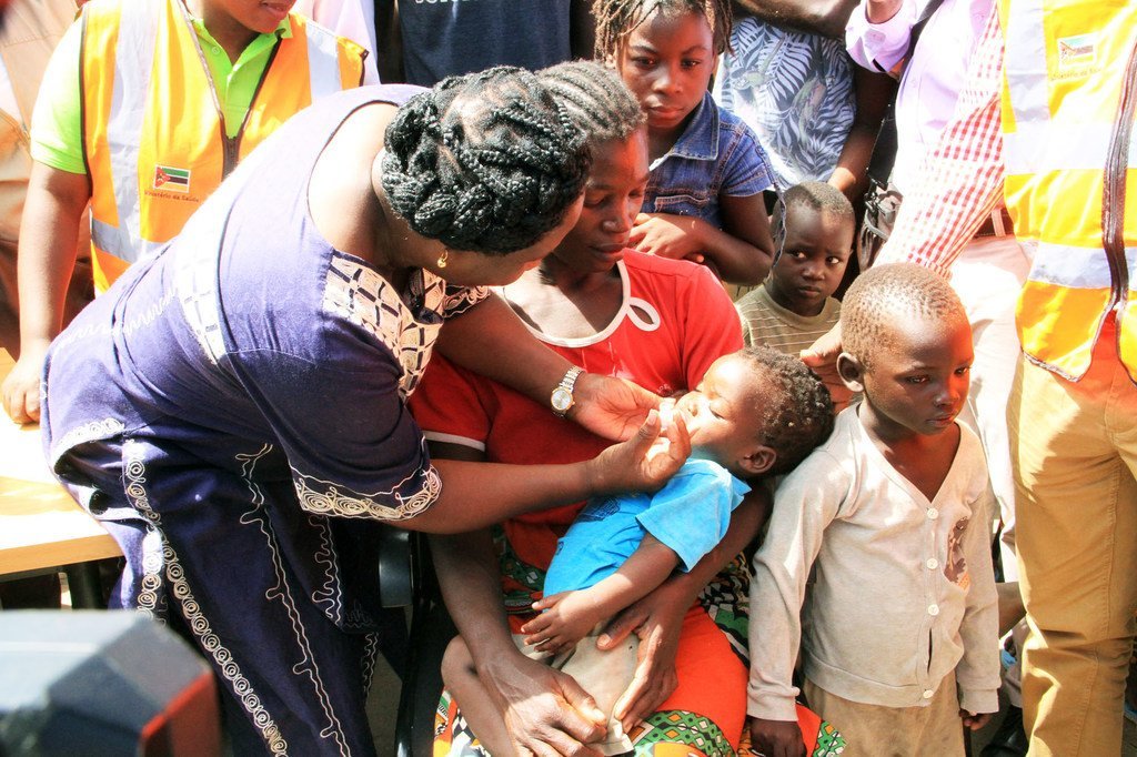 莫桑比克卫生部在世卫组织及合作伙伴的支持下，在贝拉市开展霍乱免疫行动。