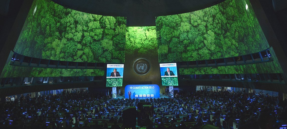 23 सितंबर को जलवायु शिखर वार्ता के दौरान यूएन महासभा का नज़ारा.