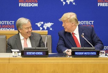 Secretary-General António Guterres and Donald Trump, President of the United States of America, attend the Global Call to Protect Religious Freedom briefing. (23 September 2019)