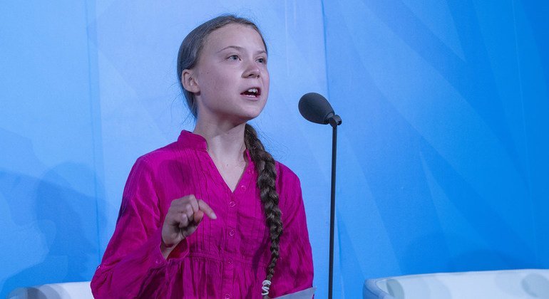 La militante suédoise du climat, Greta Thunberg, intervient à l'ouverture du Sommet des Nations Unies sur l'action climatiquelimat 2019.