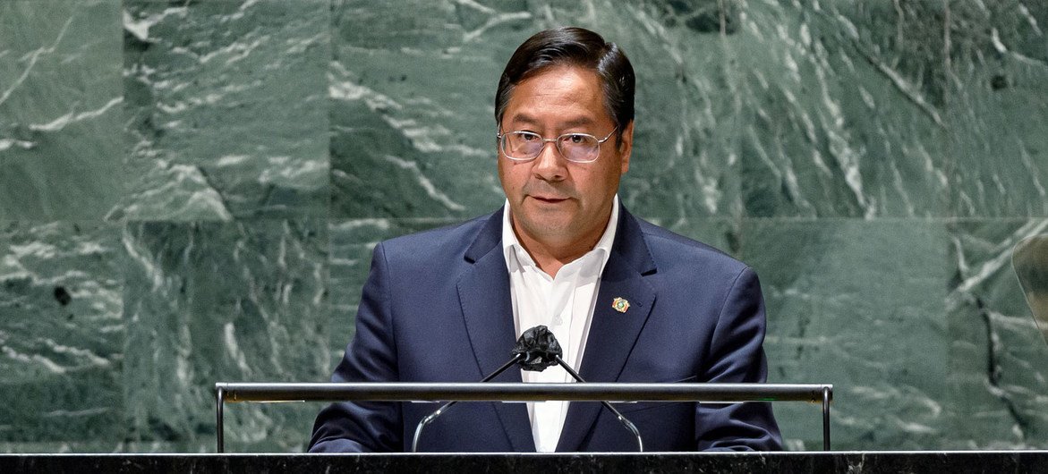 El Presidente de Bolivia, Luis Alberto Arce Catacora, interviene en el debate general de la 76ª sesión de la Asamblea General de la ONU.