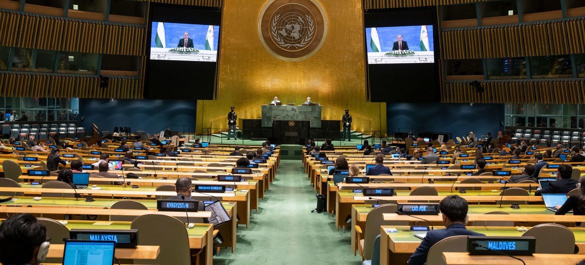 Видеопослание президента Таджикистана Эмомали Рахмона участникам 76-й сессии Генассамблеи ООН