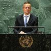 Péter Szijjártó, Minister of Foreign Affairs and Trade of Hungary, addresses the general debate of the UN General Assembly’s 76th session.