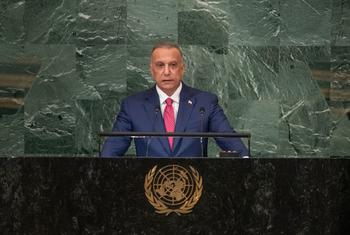  伊拉克总理穆斯塔法•卡迪米在大会第77届会议一般性辩论上发言。