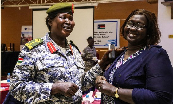 Women in South Sudan attend a meeting on focused on their role in supporting peace and security.