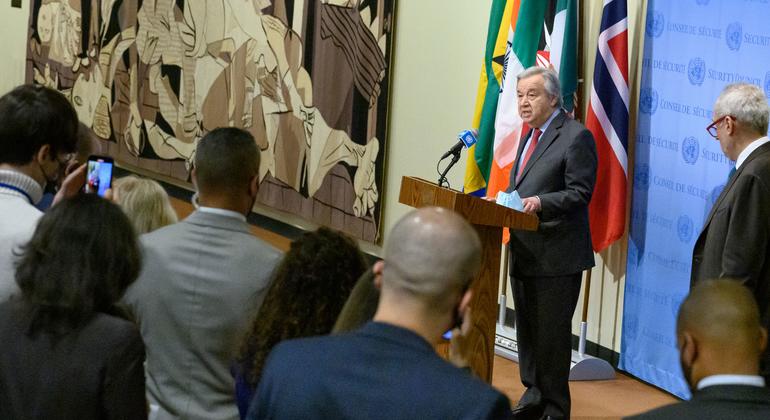 Secretário-geral António Guterres faz pronunciamento sobre situação na Ucrânia. 