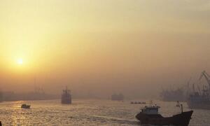 Industrial seaport in China.