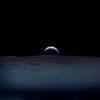 A crescent earthrise captured by a US astronaut in 1969.
