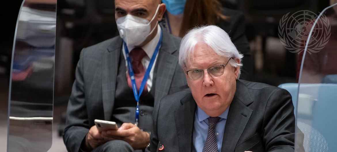مارتن غريفيثس، وكيل الأمين العام للشؤون الإنسانية ومنسق الإغاثة في حالات الطوارئ، يطلع مجلس الأمن على الوضع في الشرق الأوسط (سوريا).