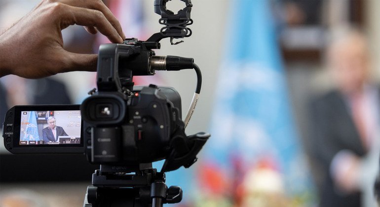 El Secretario General de la ONU durante una rueda de prensa virtual.