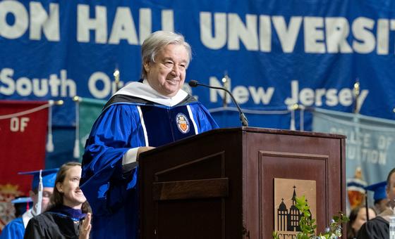 El Secretario General de la ONU, António Guterres, recibe un título honorario de la Universidad Seton Hall en Nueva Jersey (Estados Unidos).