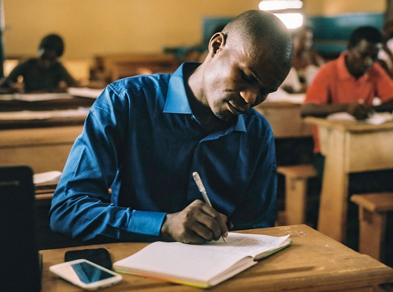 Charles Telengou is a taxi-motor driver and student, originally from Ndjo 210 km from Bangui, Central African Republic.