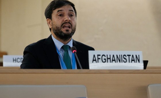 Ambassador Nasir Ahmad Andisha of Afghanistan addresses the Human Rights Council Special Session connected  Afghanistan.