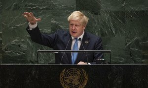 Boris Johnson, the Prime Minister of the United Kingdom, addresses the 74th session of the UN General Assembly.