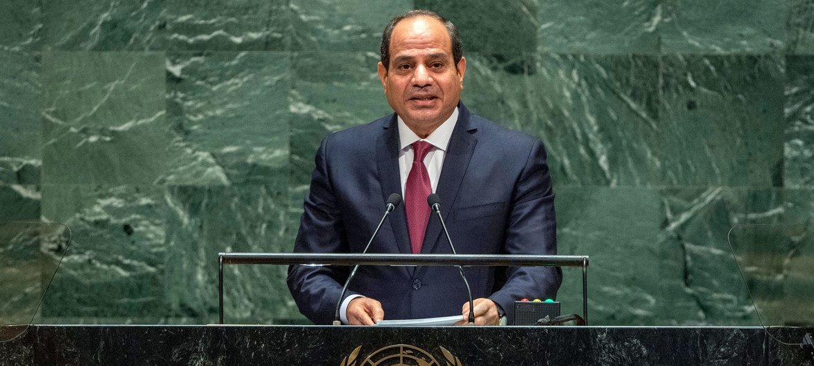 الرئيس المصري عبدالفتاح السيسي يخاطب الدورة الرابعة والسبعين للجمعية العامة للأمم المتحدة. 24 سبتمبر 2019