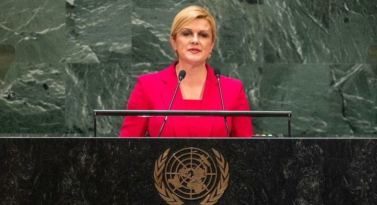 2019年9月24日，克罗地亚共和国总统基塔罗维奇在联合国大会第74届会议一般性辩论中发言。 