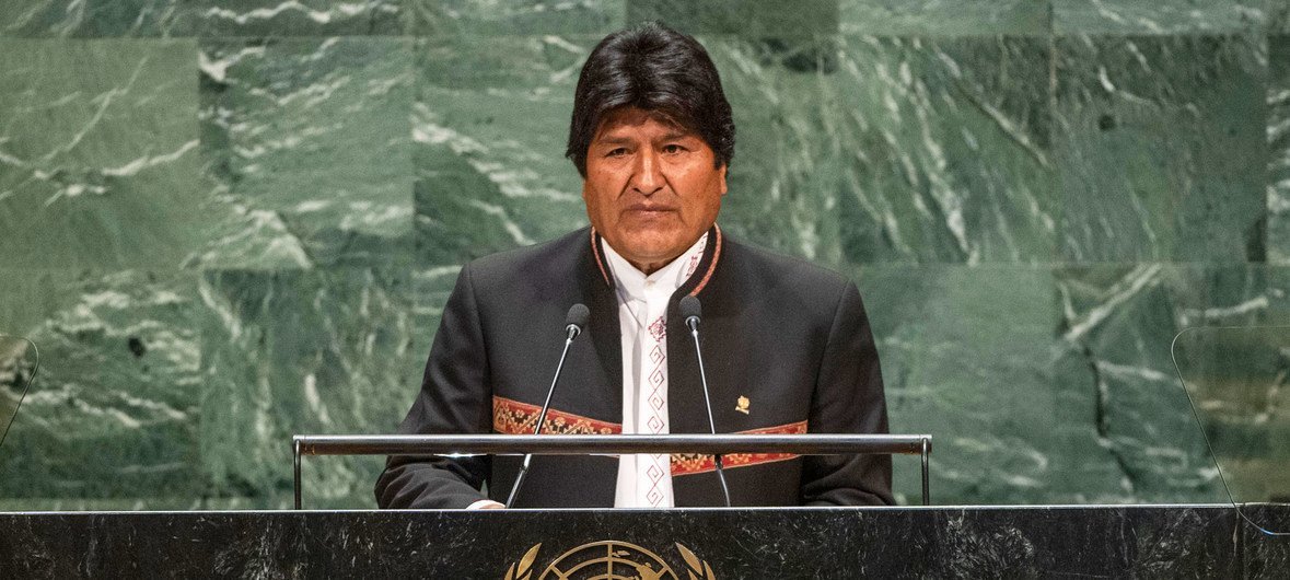 Evo Morales, presidente de Bolivia, en la Asamblea General de la ONU