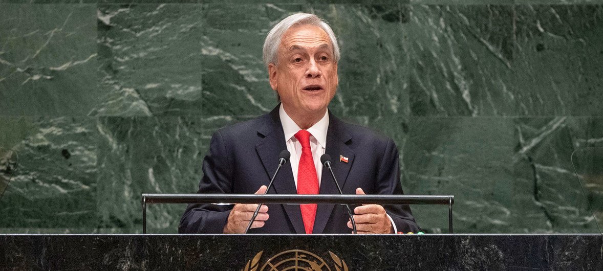 Sebastián Piñera Echeñique, presidente de Chile, durante su intervención en el 74ª periodo de sesiones de la Asamblea General de las Naciones Unidas.