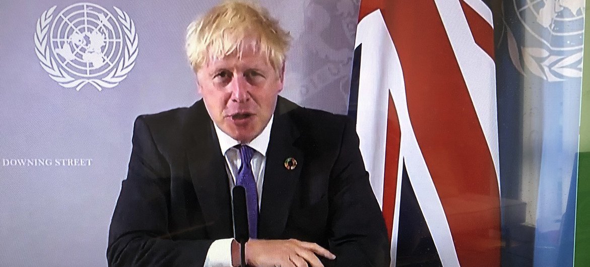 El primer ministro del Reino Unido, Boris Johnson, durante una mesa redonda virtual sobre cambio climático.