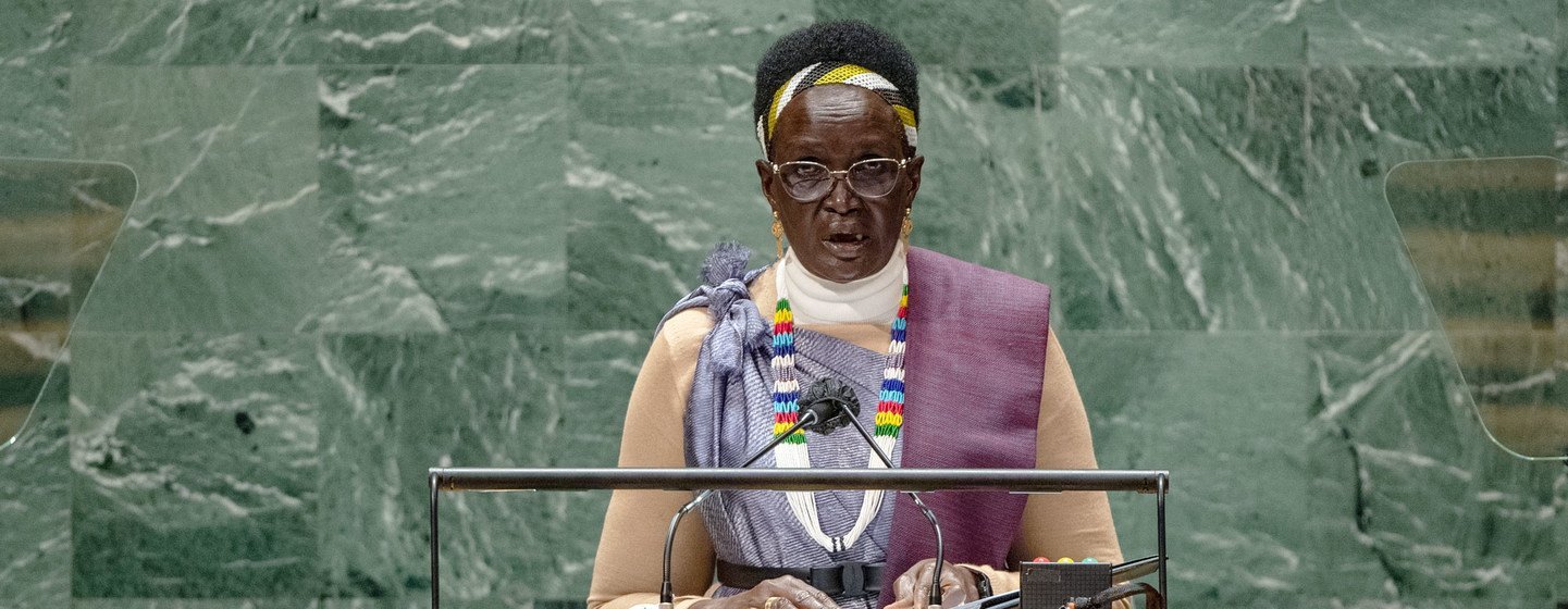 Rebecca Nyandeng De Mabior, Vice-President of the Republic of South Sudan, addresses the general debate of the UN General Assembly’s 76th session.