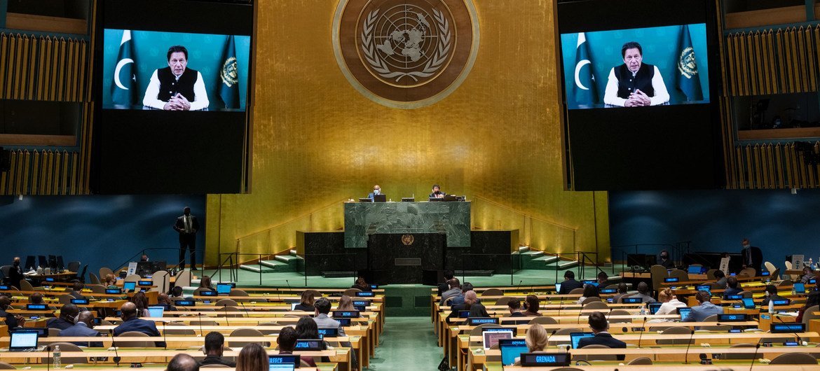 पाकिस्तान के प्रधानमंत्री इमरान ख़ान का, यूएन महासभा के 76वें सत्र की उच्चस्तरीय जनरल डिबेट को वीडियो सम्बोधन (24 सितम्बर 2021)