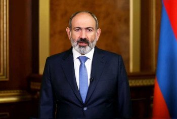 Премьер-министр Республики Армения Никол Пашинян обращается к делегатам 76-й сессии  Генеральной Ассамблеи ООН  