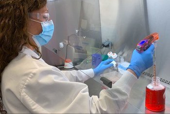 Un técnico lleva a cabo un experimento en un laboratorio.