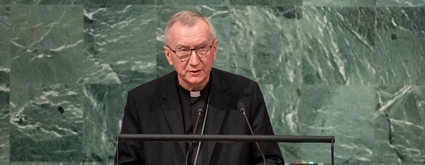 Cardinal Pietro Parolin, Secretary of State of the Holy See, addresses the general debate of the General Assembly’s seventy-seventh session.