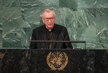 Cardinal Pietro Parolin, Secretary of State of the Holy See, addresses the general debate of the General Assembly’s seventy-seventh session.