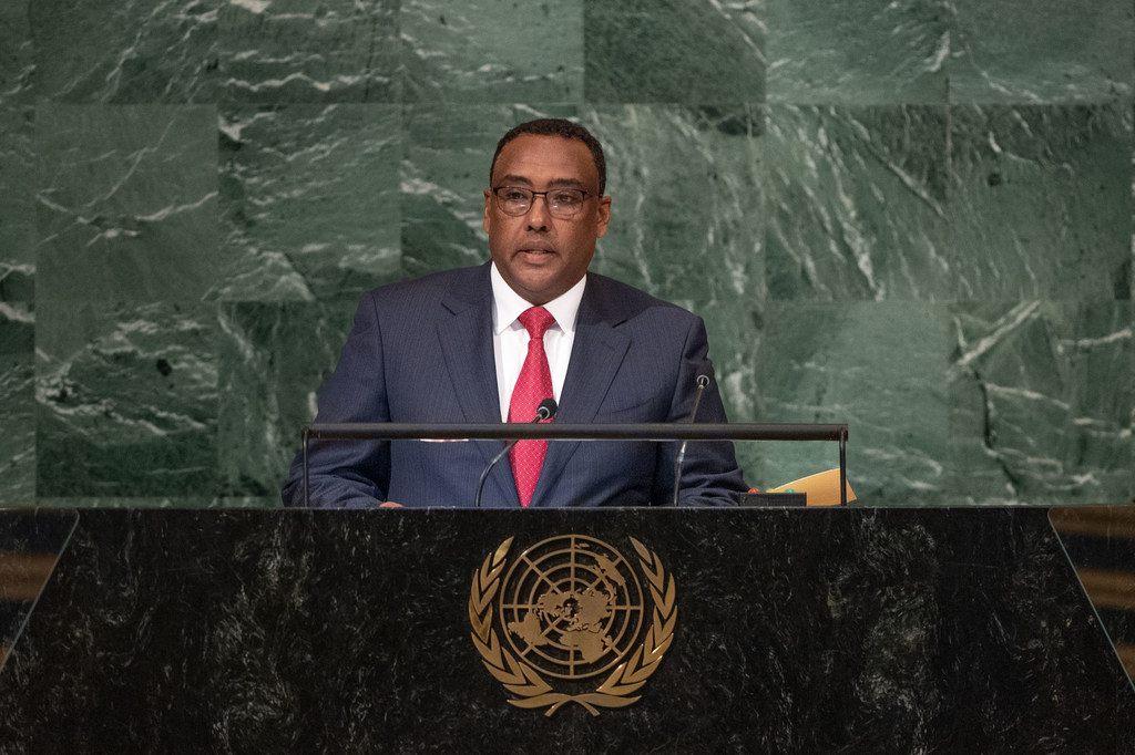 Naibu waziri mkuu wa Ethiopia Demeke Mekonnen Hassen akuhutubia mjadala wa wazi wa Baraza Kuu UNGA77