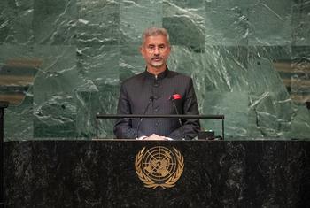 印度外长苏杰生在联大第77届会议一般性辩论上发言。