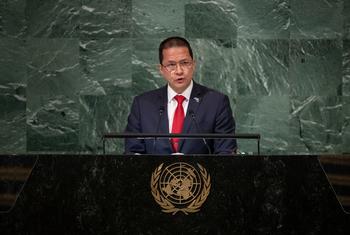El ministro de Relaciones Exteriores de Venezuela, Carlos Faría Tortosa, habla en la Asamblea General.