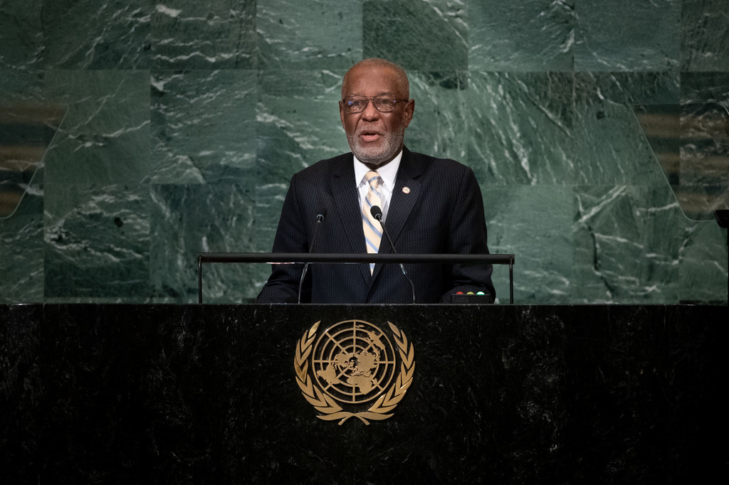 Le ministre des Affaires étrangères d'Haïti, Jean Victor Geneus, lors du débat général de l'Assemblée générale des Nations Unies.
