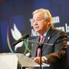 Le Secrétaire général de l'ONU, António Guterres, prononce un discours sur la justice transitionnelle en Colombie.