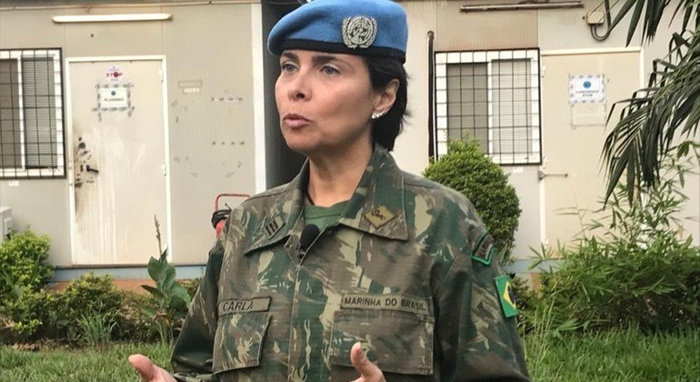 Commandante Carla Monteiro de Castro Araujo, conseillère militaire pour l'égalité des genres et la protection au quartier général de la Force de la MINUSCA depuis avril 2019