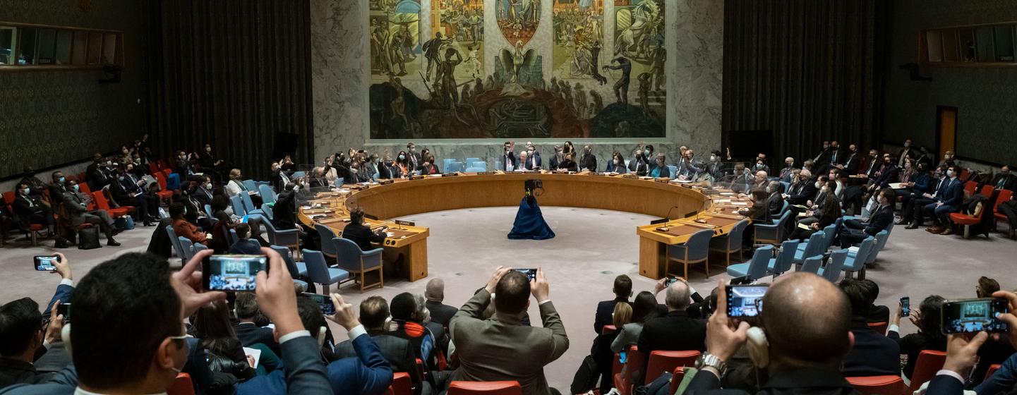 Security Council votes on draft resolution on Ukraine, 25 February 2022.