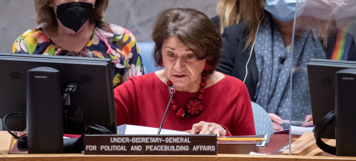 Rosemary DiCarlo, Under-Secretary-General for Political and Peacebuilding Affairs, addresses the Security Council meeting on non-proliferation and the Democratic People's Republic of Korea.