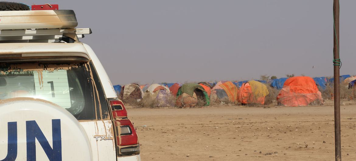 Lokasi pengungsi di Zona Shabelle di Wilayah Somalia, Ethiopia.