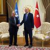 联合国秘书长古特雷斯（左）在安卡拉会见土耳其总统埃尔多安。