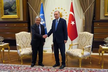 António Guterres e o presidente da Turquia, Recep Tayyip Erdogan, se encontraram em Ancara