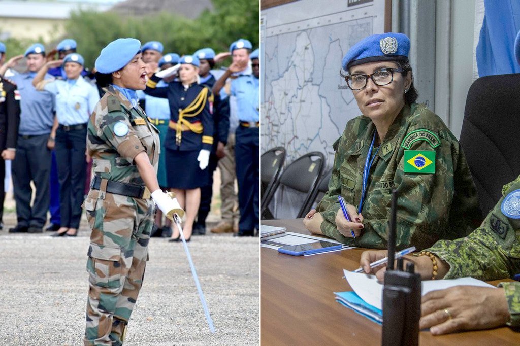 Suman Gawani (à gauche) anciennement déployée auprès de la MINUSS, et Carla Monteiro de Castro Araujo, déployée au sein de la MINUSCA sont les lauréates du Prix du Militaire des Nations Unies de l’Année 2019 pour la Défense de l’Egalité des Genres