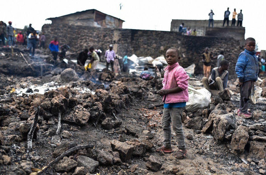 Des enfants ont été séparés de leur famille quand les gens ont fui Goma, dans l'est de la République démocratique du Congo, à la suite de l'éruption du volcan Nyiragongo.