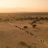 مهاجرون يسيرون في الصحراء في جيبوتي.