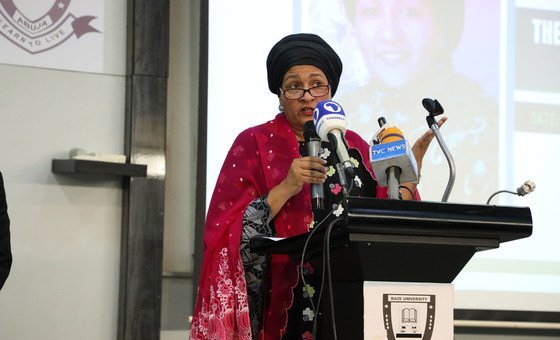 UN Deputy Secretary-General Amina Mohammed addresses the Faculty of Law at Baze University Abuja in Nigeria